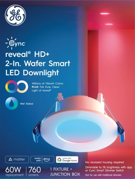 Cync Reveal HD+ Smart LED Wafer Downlight