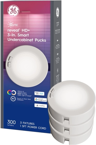 Cync Reveal HD+ Smart Undercabinet Puck Light Fixtures