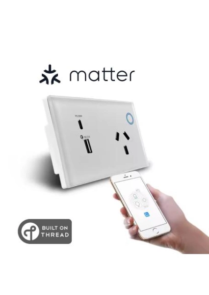 Matter Over Thread Certified One Gang Wall Power Outlet MS01P
