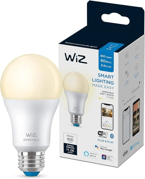 WiZ A19 60W Warm White LED Smart Bulb