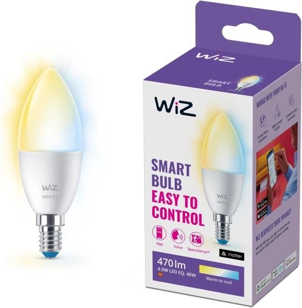 WiZ Candle 40W C37 E14 Tunable White Smart Bulb