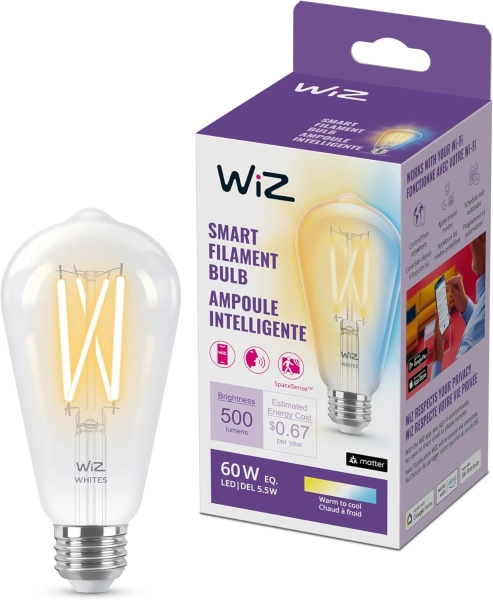 WiZ Connected ST19 Tunable Smart Filament Bulb
