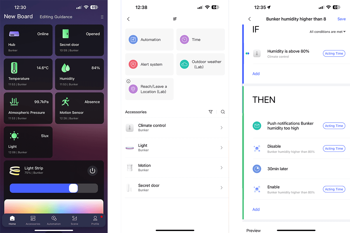 Aqara hub m3 dashboard and automation