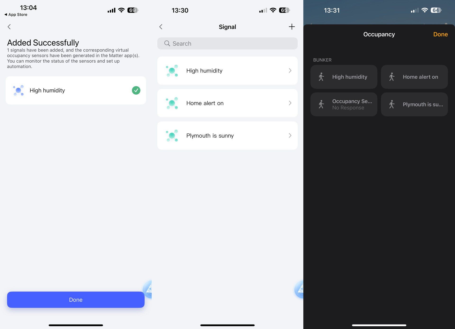 Virtual occupancy sensors configured via Aqara Hub M3