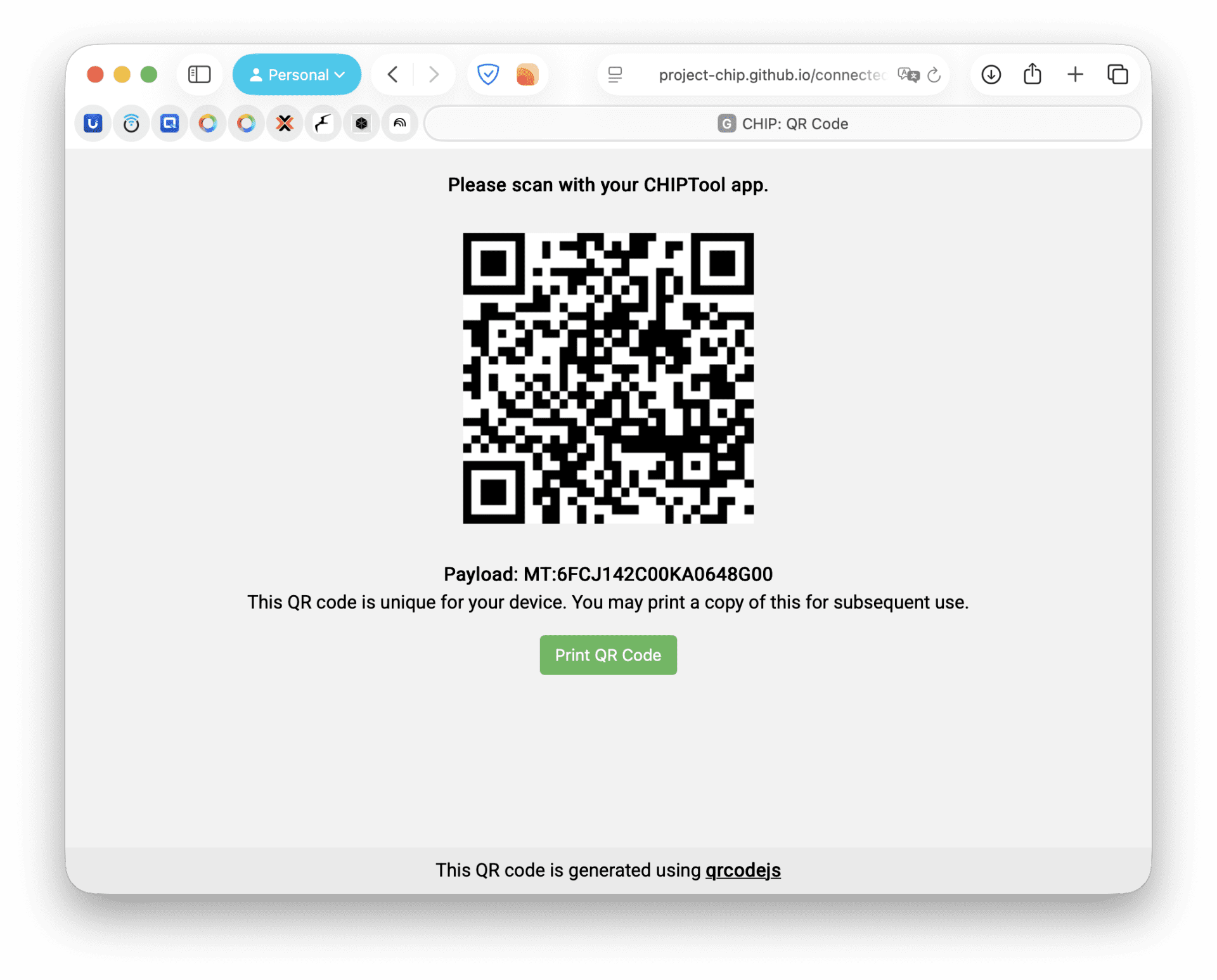 Arduino matter qr code
