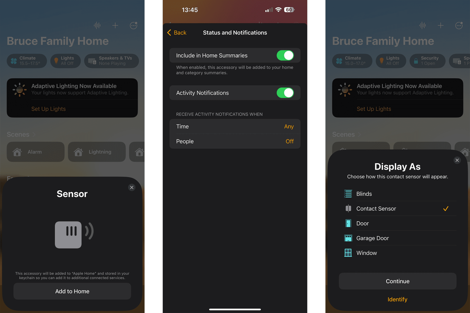 Awara p2 sensor setup screenshots