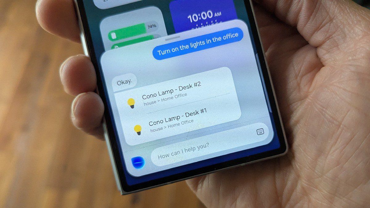 Bixby turning on smart lamps using samsung smartthings on a galaxy z fold 6