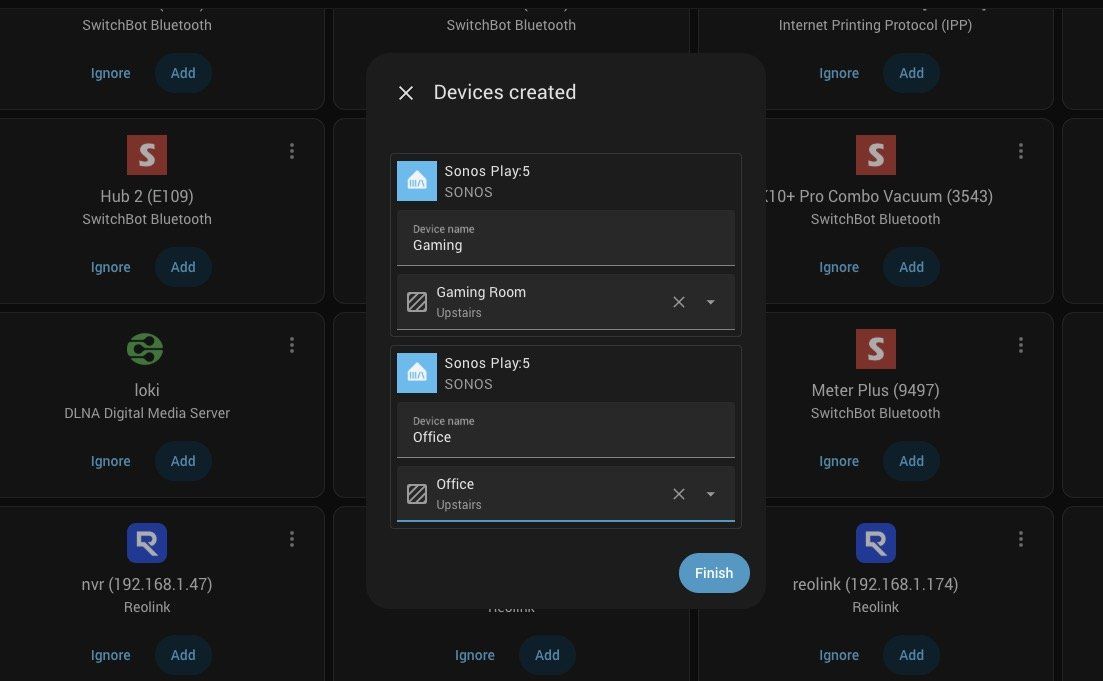 Devices created after adding music assistant integration
