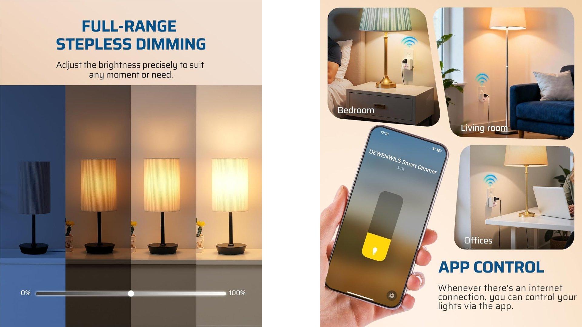 Dewenwils plug in dimmer switch features 1