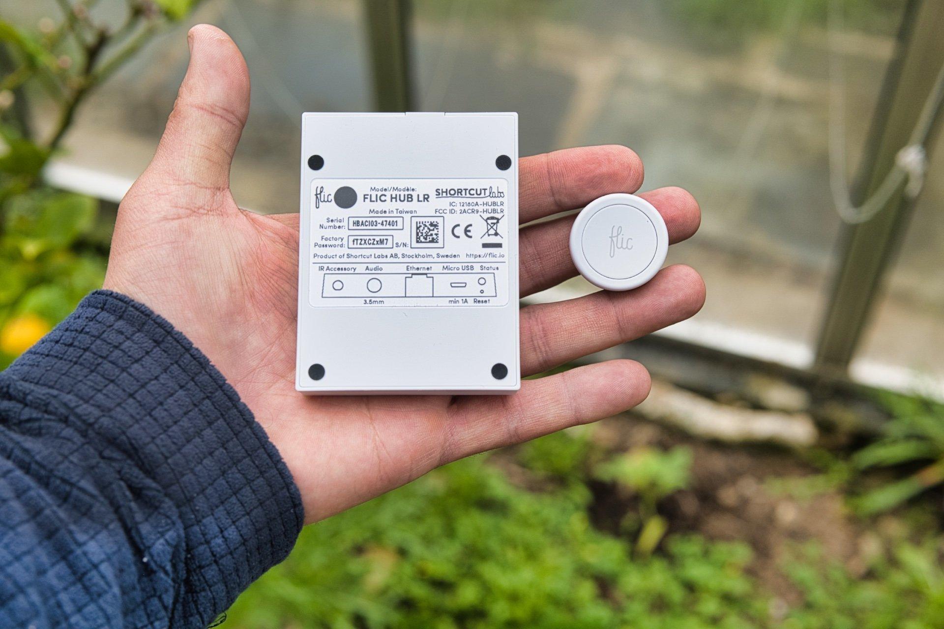 Flic 2 button review hub next to button