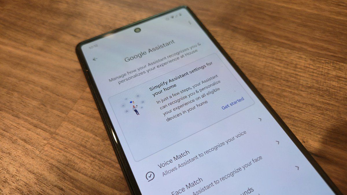 Google assistant settings for google home on a pixel 6