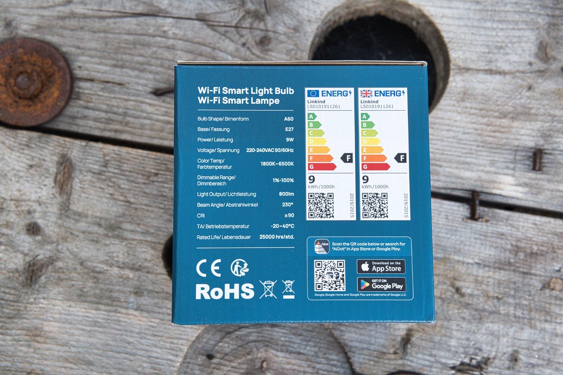 Linking a19 smart bulb review box rear