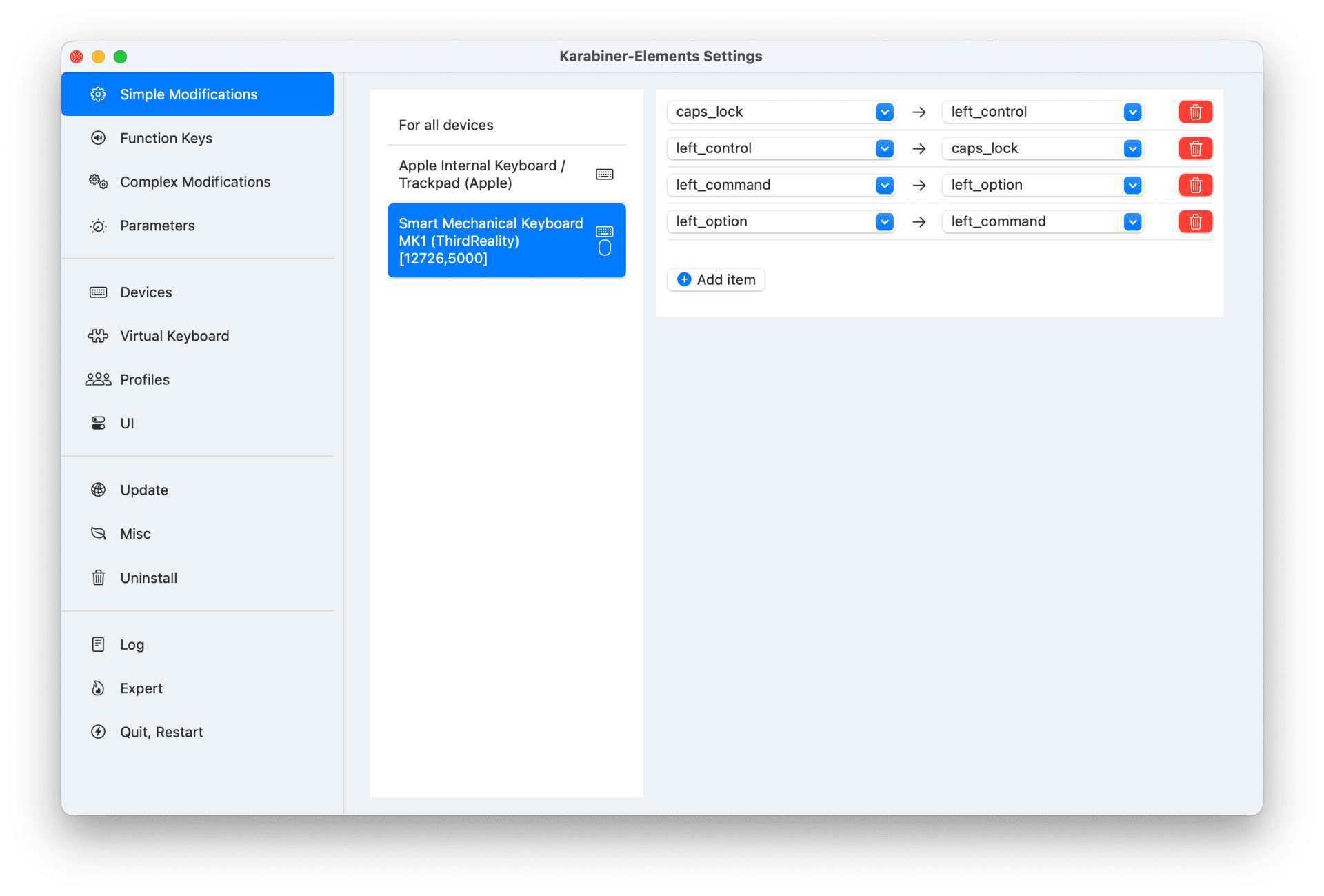 Modify keys for mac