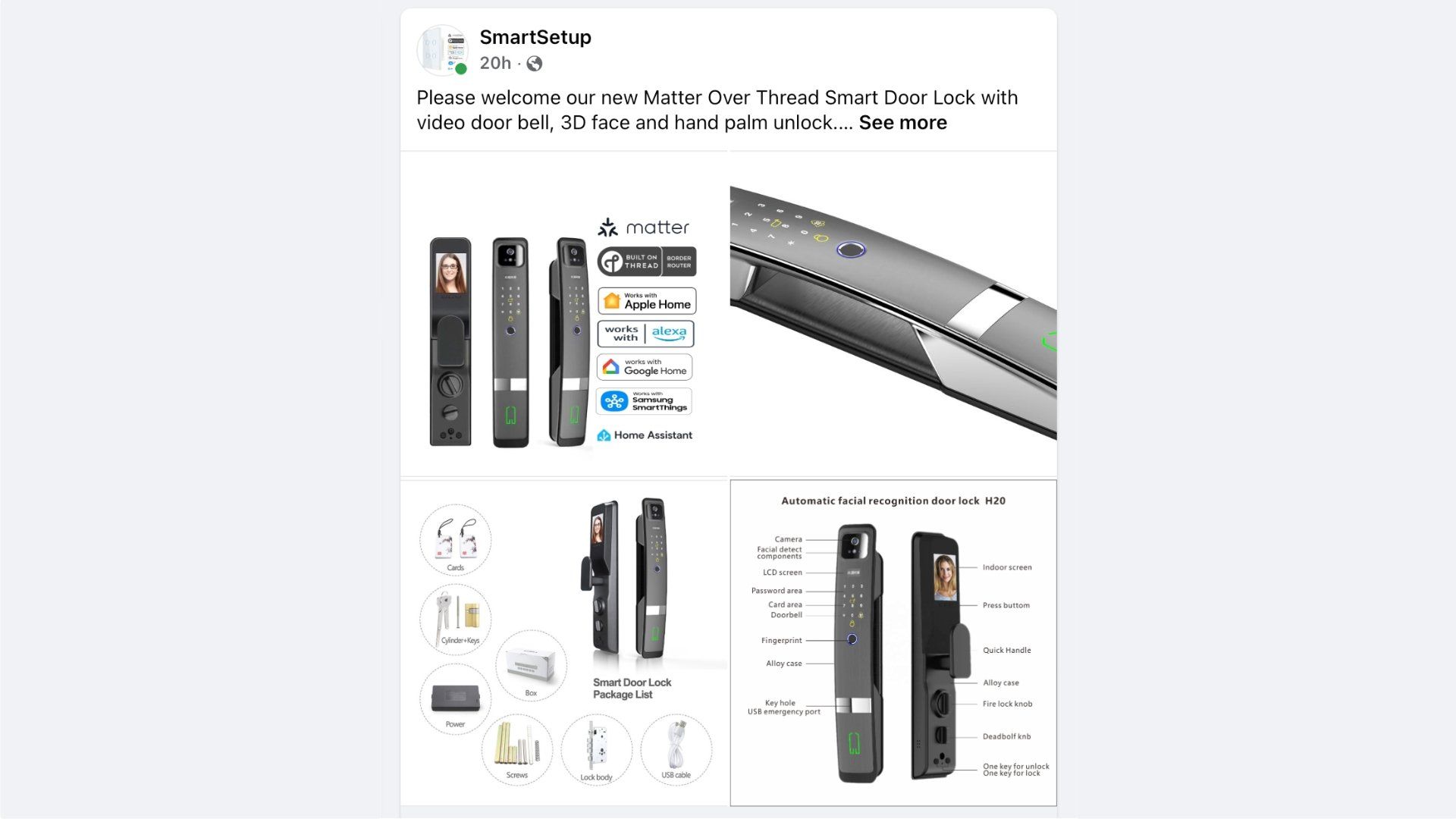 Smartsetup matter h20 door lock facebook announcement