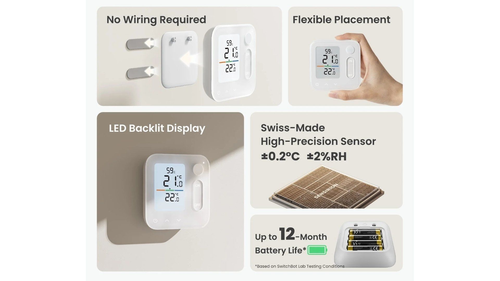 Switchbot smart home thermostat panel features